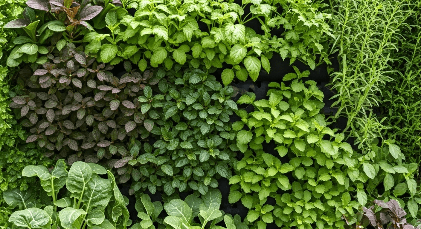 Close-up of a vertical garden