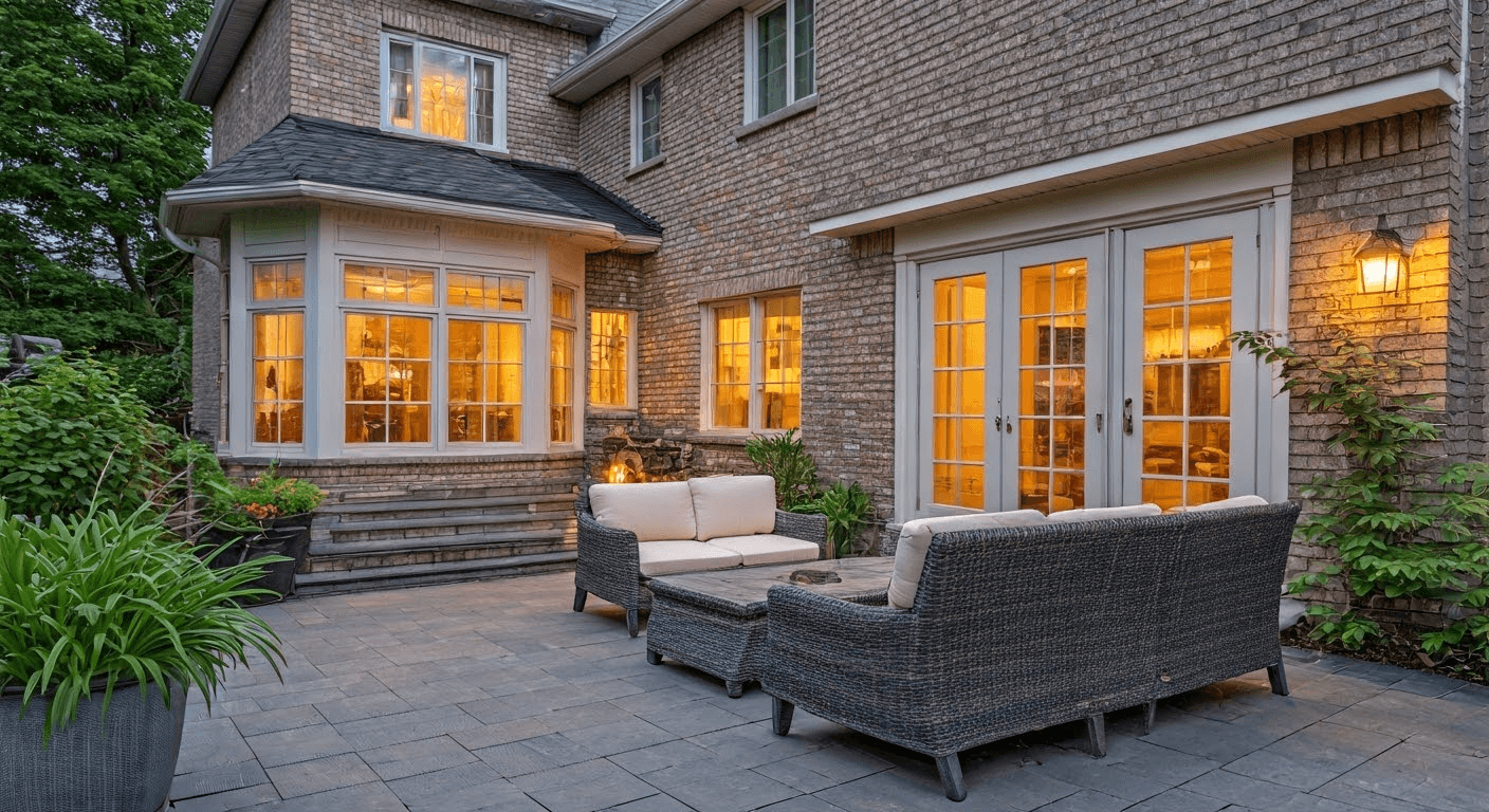 Custom patio with outdoor furniture